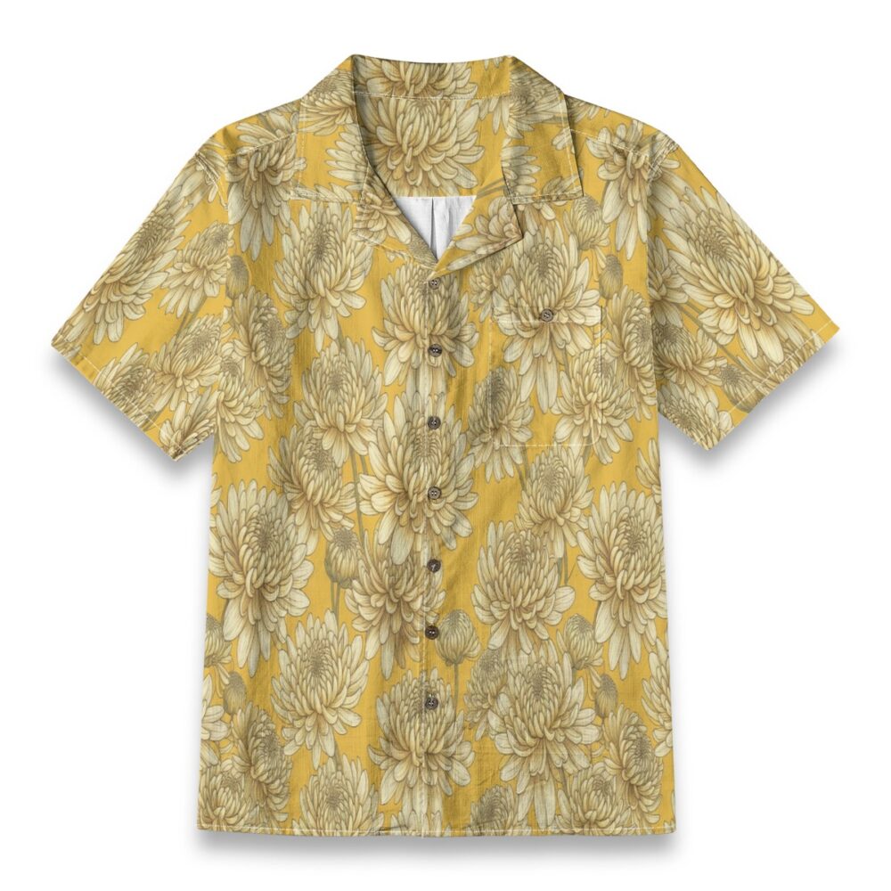 Golden Chrysanthemum Bloom Floral Summer Shirt