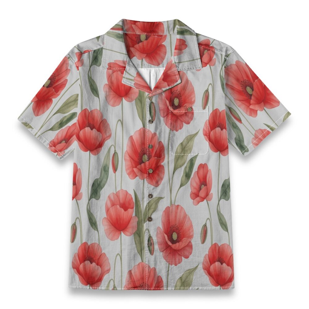 Bold Poppy Field Floral Beach Shirt