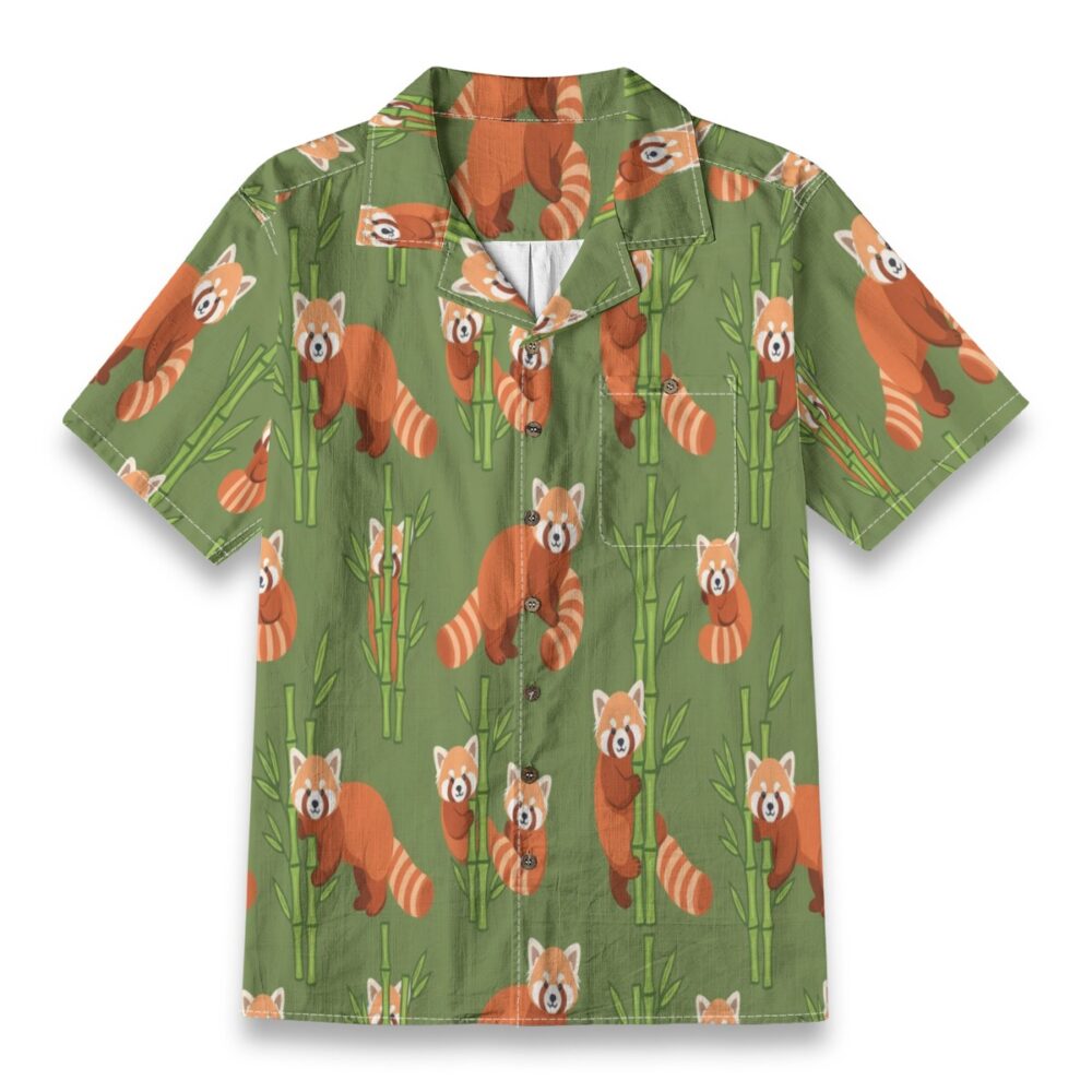 Charming Red Panda Bamboo Jungle Resort Shirt